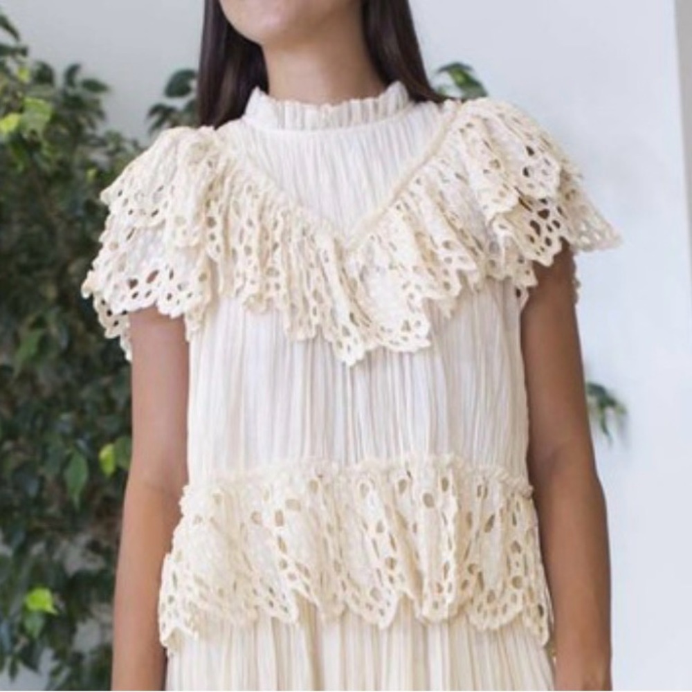 Sea New York Elise Flutter Sleeve Top Size L Cream Ivory